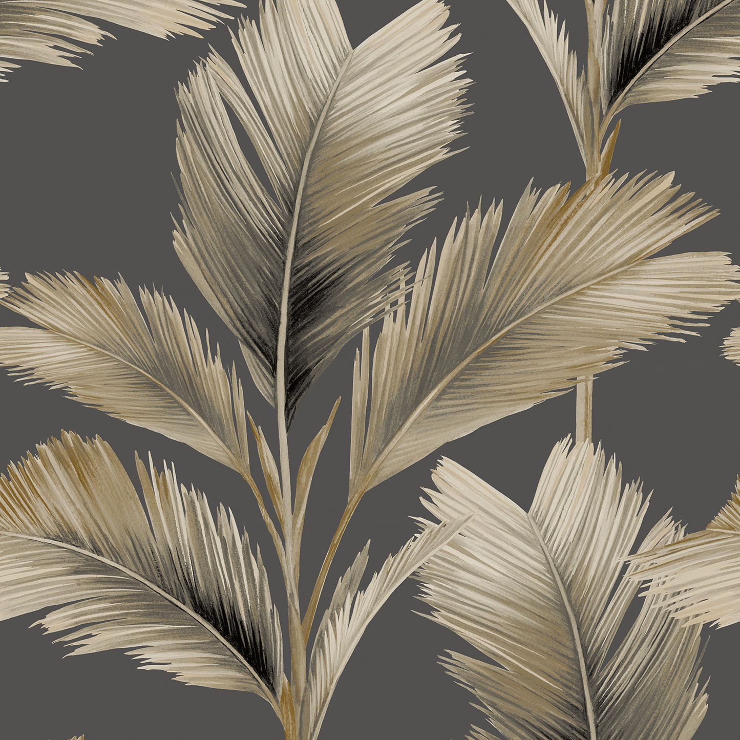 Wallpaper  -  Belgravia Kailani Leaf Charcoal Natural Wallpaper - 59116  -  50156268