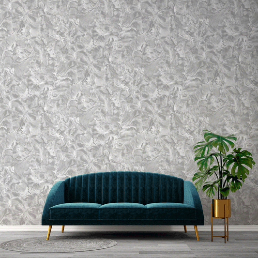 Wallpaper  -  Belgravia Lusso Swirls Silver Wallpaper - 303  -  50156254