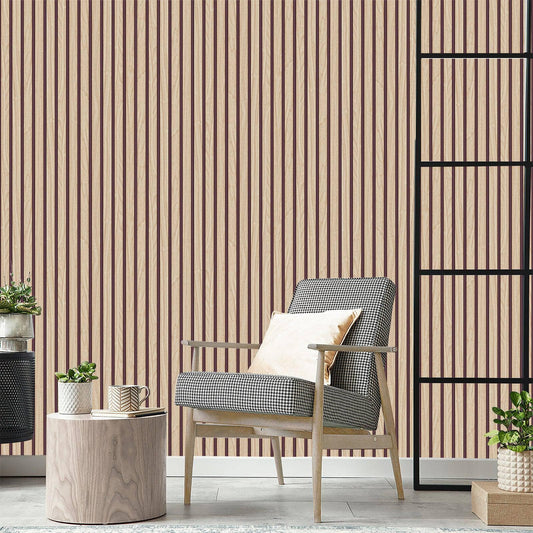 Wallpaper  -  Belgravia Woodslat Light Oak Wallpaper - 2921  -  60003839