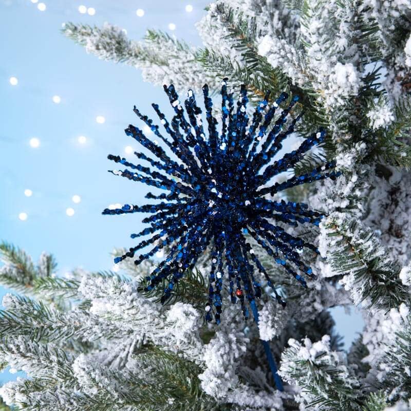 Christmas  -  Blue Glitter Burst Christmas Pick Decoration - 46cm  -  60003950