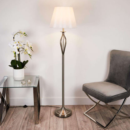 Lights  -  Bybliss Floor Lamp Satin Chrome Cream Shade  -  50074725