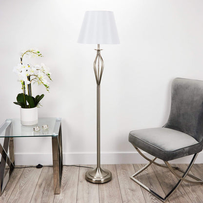 Lights  -  Bybliss Floor Lamp Satin Chrome Cream Shade  -  50074725