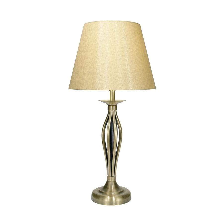 Lights  -  Bybliss Table Lamp Antique Brass Complete Gold Shade  -  50074728