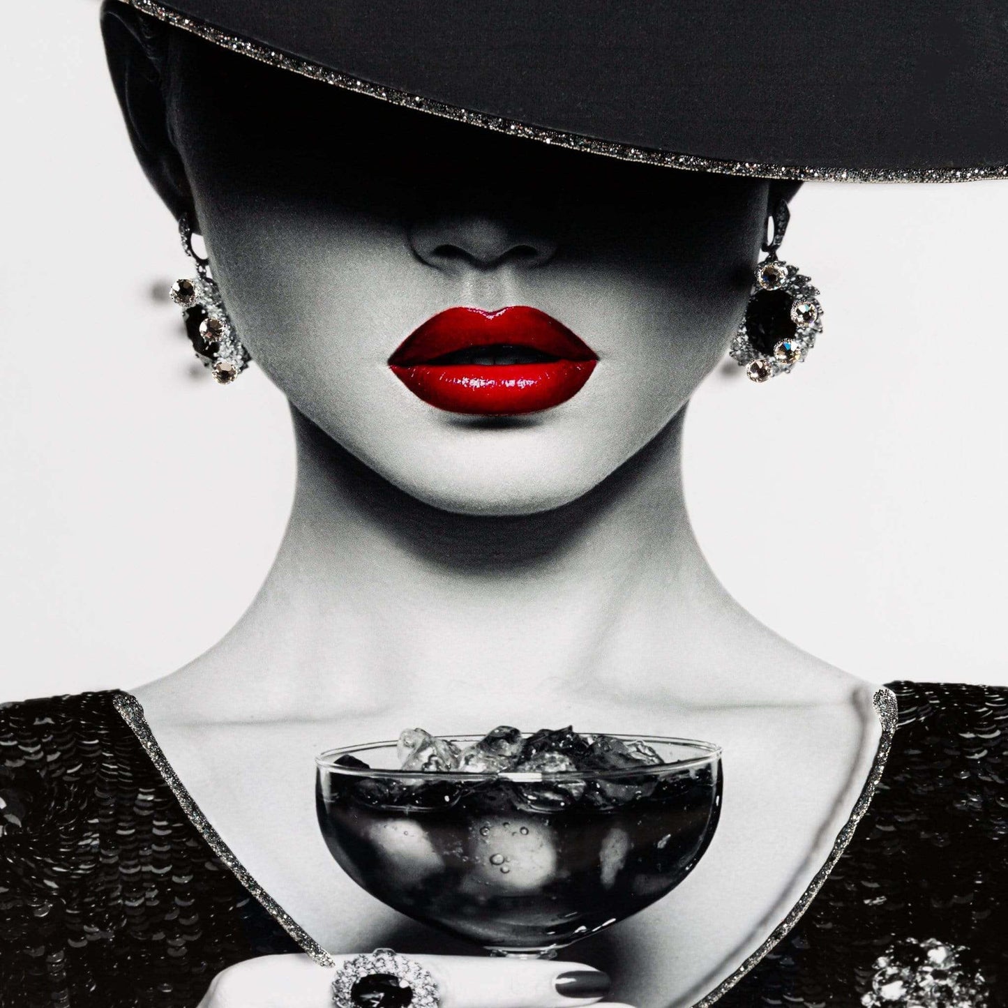 Pictures  -  Cocktail And Hat Noir Framed Picture  -  50152125