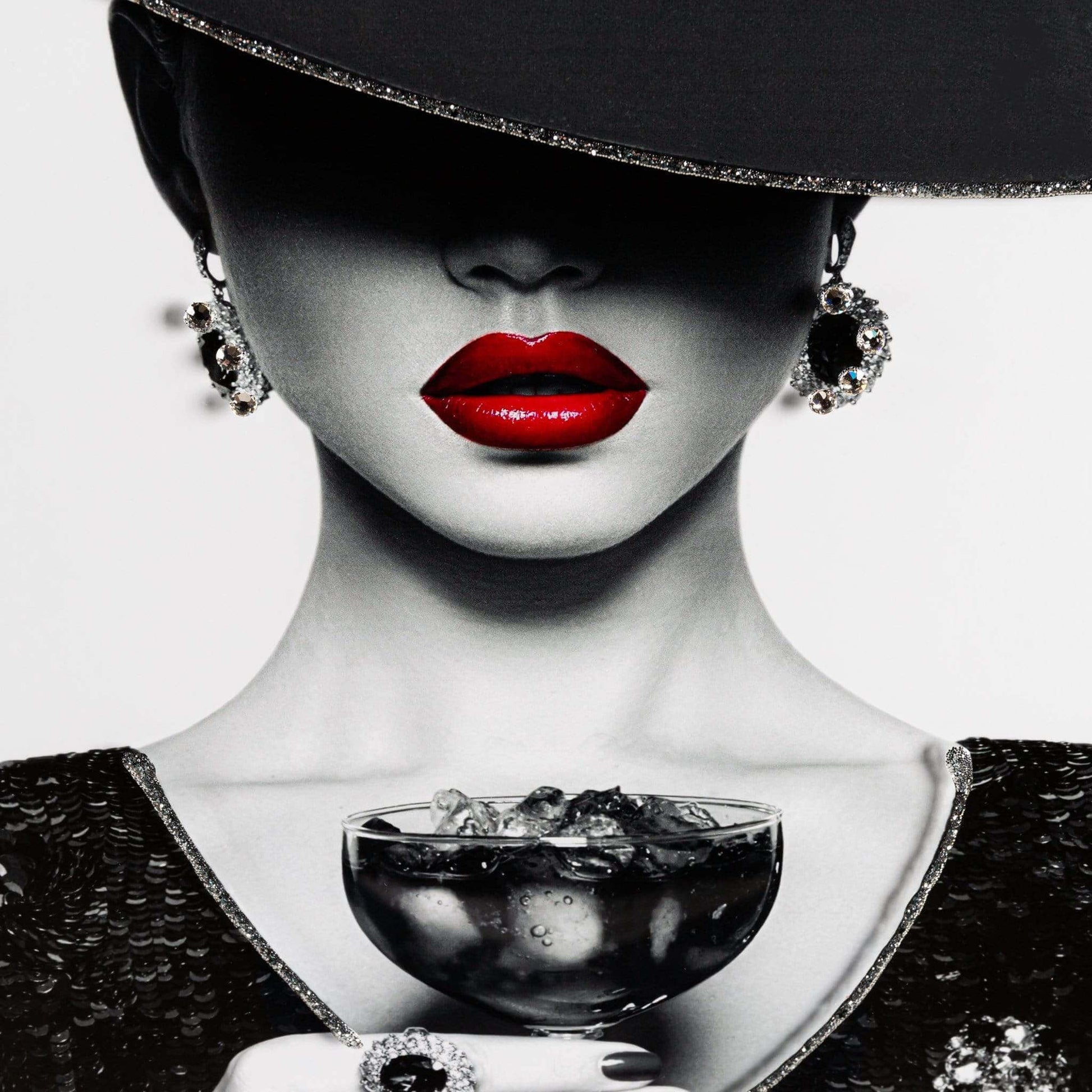 Pictures  -  Cocktail And Hat Noir Framed Picture  -  50152125