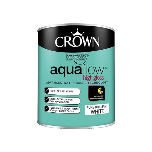 Paint  -  Crown Aquaflow White Gloss - 750Ml  -  50138198