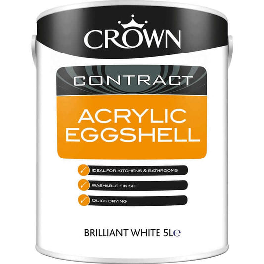 Paint  -  Crown Contract Acrylic Eggshell Brilliant White - 5L  -  50145615