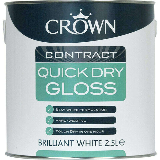 Paint  -  Crown Contract Quick Dry Gloss Brilliant White Paint 2.5L  -  50145640