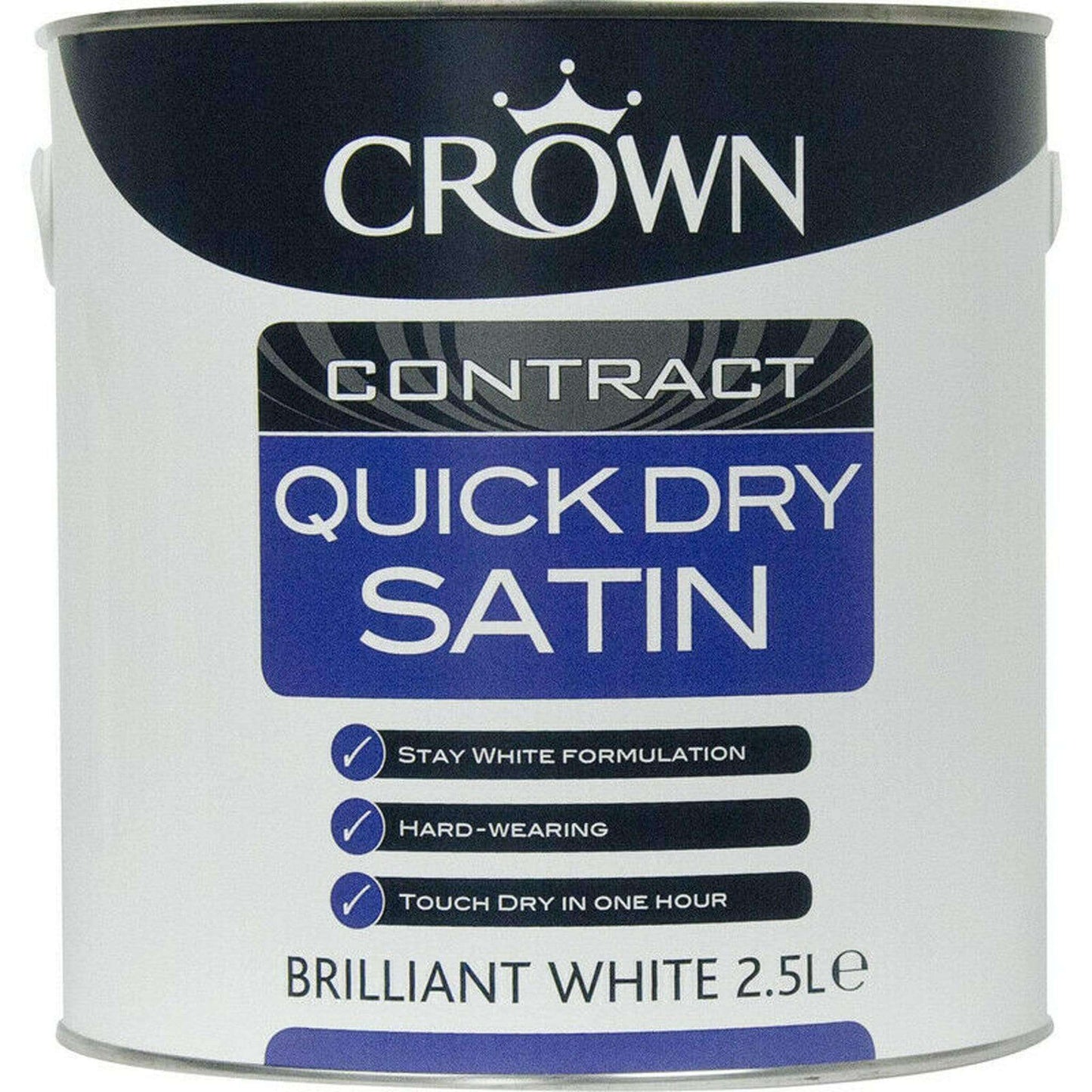 Paint  -  Crown Contract Quick Dry Satin Brilliant White Paint 2.5L  -  50145642