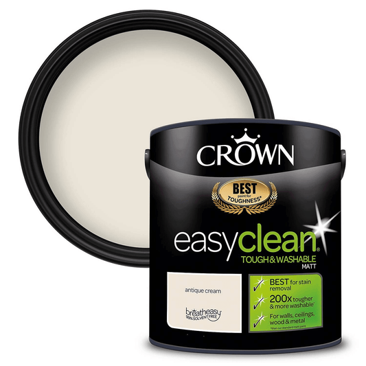 Paint  -  Crown Easyclean Vinyl Matt Antique Cream 2.5L  -  50147190