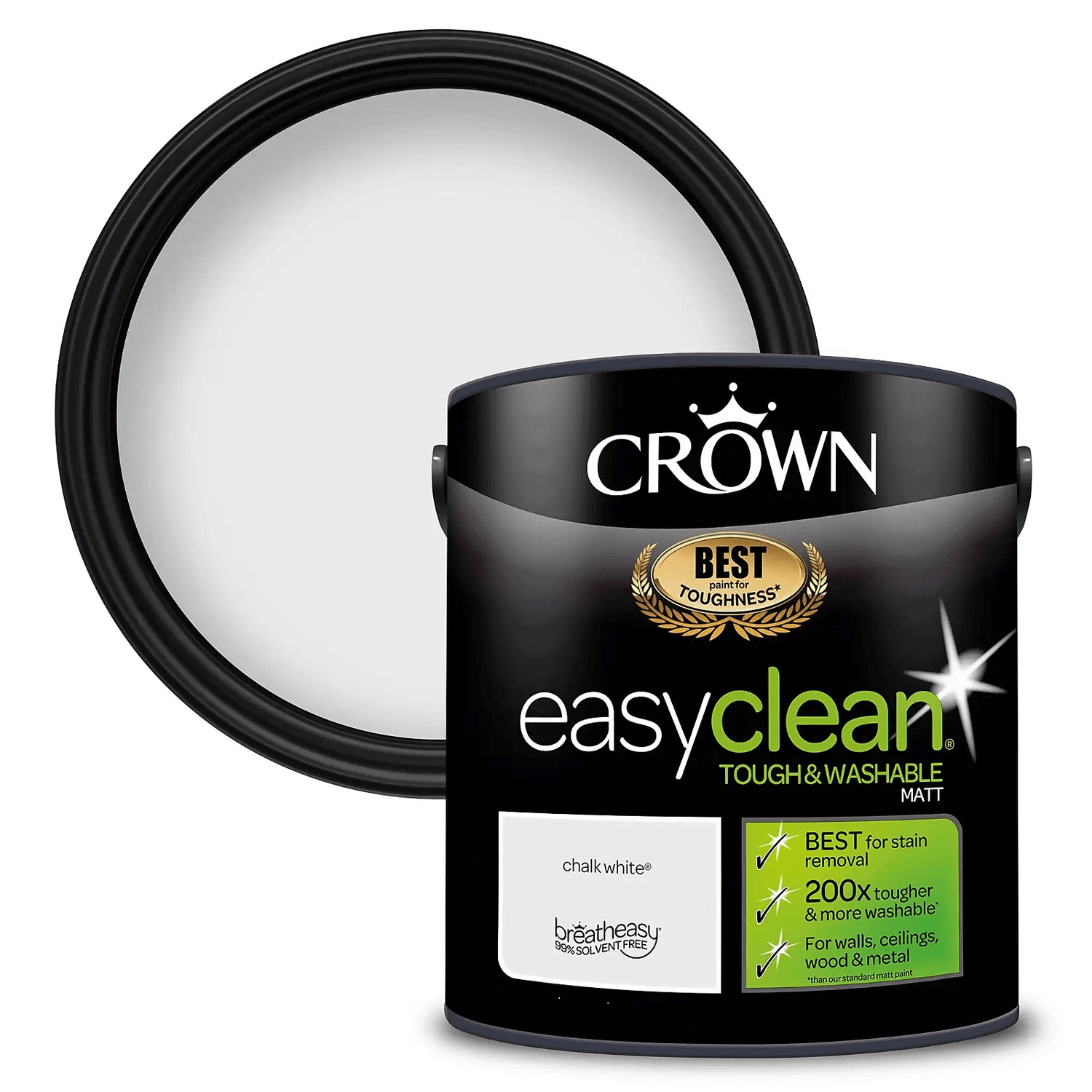 Paint  -  Crown Easyclean Vinyl Matt Chalky White 2.5L  -  50147195