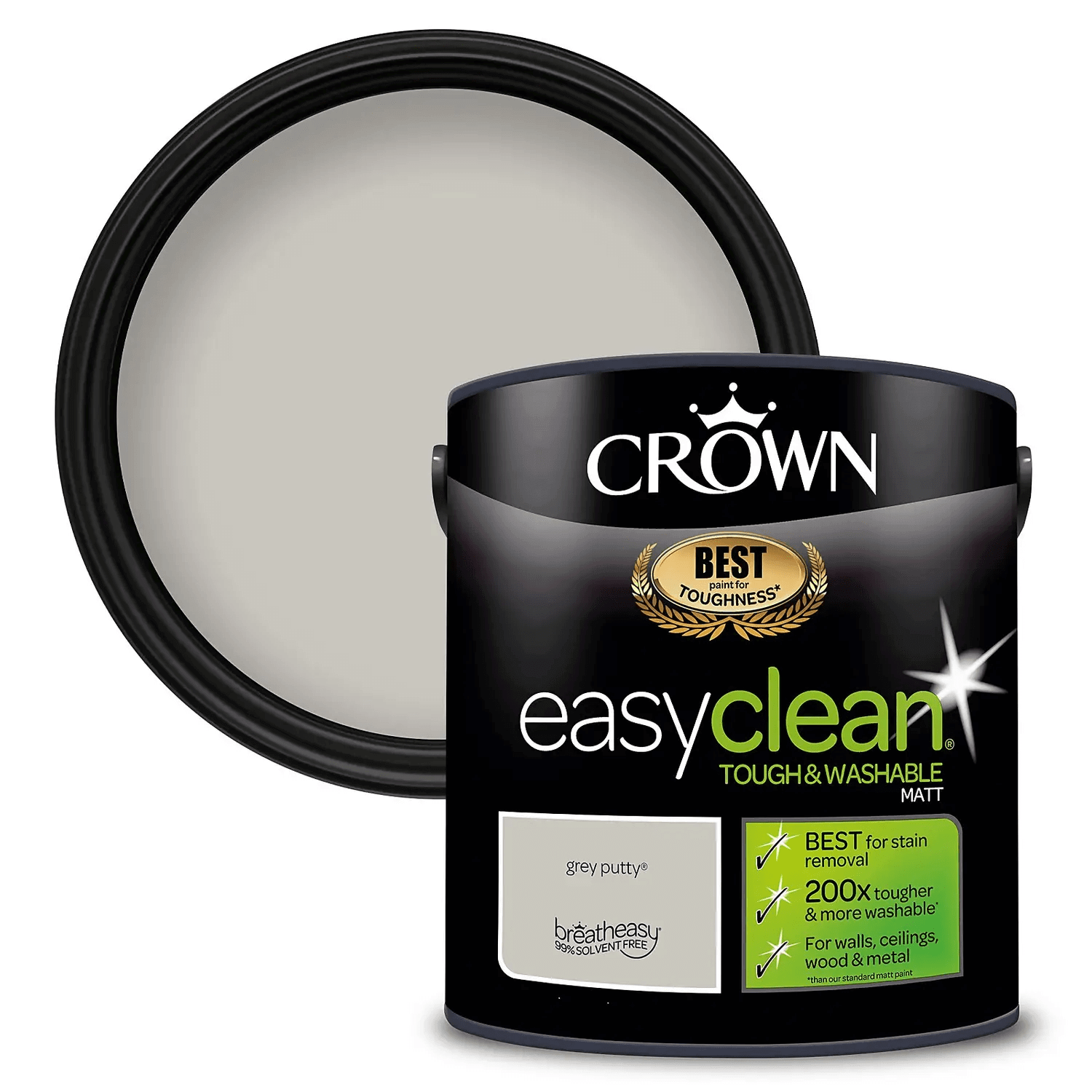 Paint  -  Crown Easyclean Vinyl Matt Grey Putty 2.5L  -  50147212