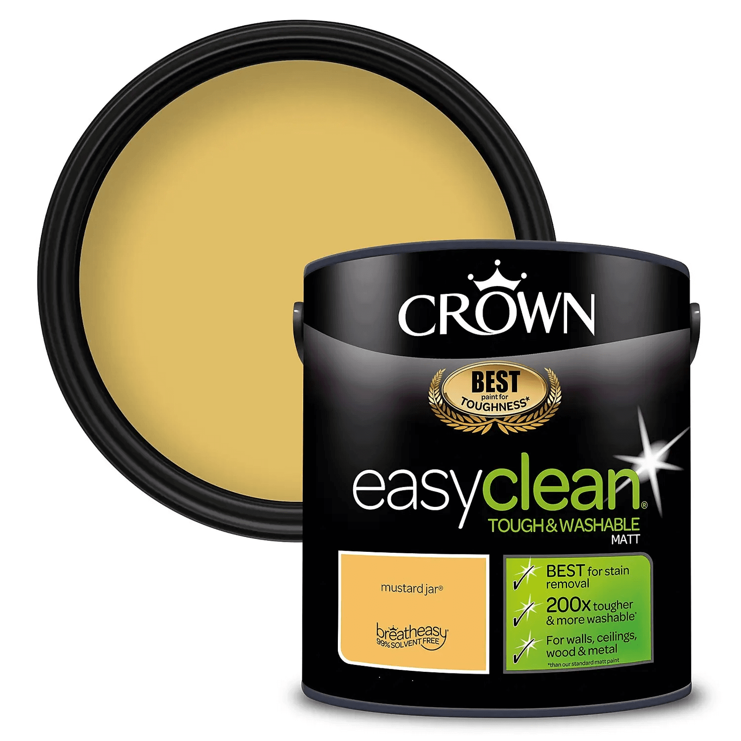 Paint  -  Crown Easyclean Vinyl Matt Mustard Jar 2.5L  -  50147222