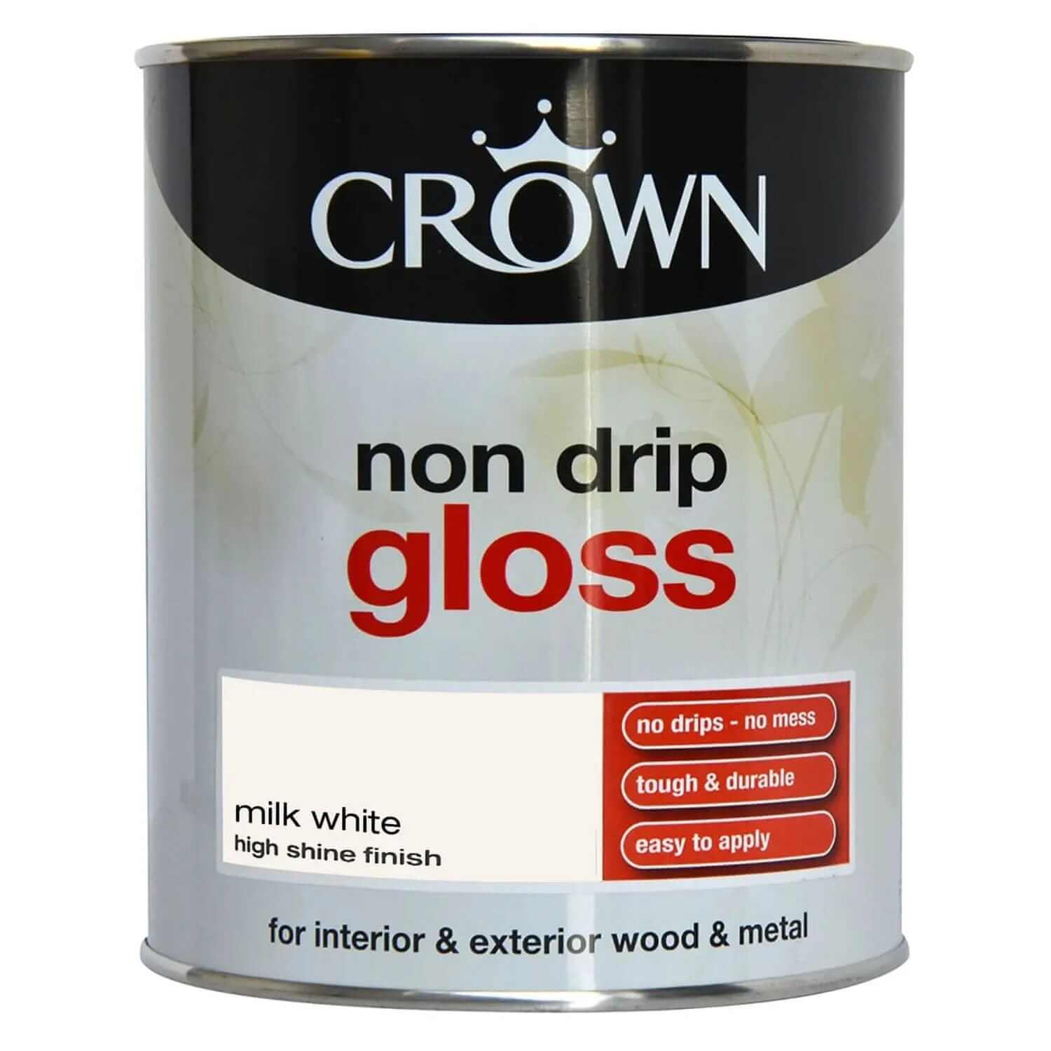 Paint  -  Crown Non Drip Gloss Milk White - 750Ml  -  01478174
