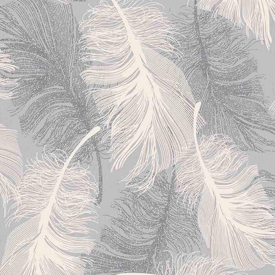 Wallpaper  -  Fine Decor Feather Dappled Grey Glitter Wallpaper - M0923  -  50119991