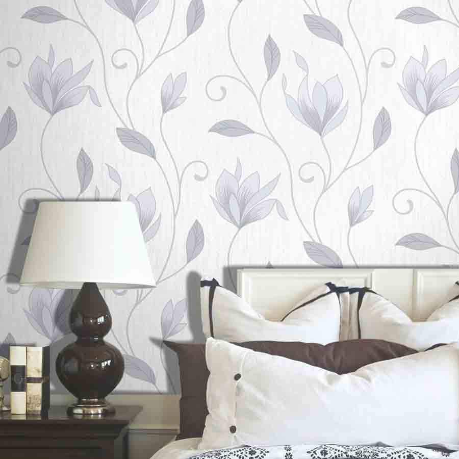Wallpaper  -  Fine Decor Synergy Dove Grey Floral Glitter Wallpaper - M0852  -  50109408