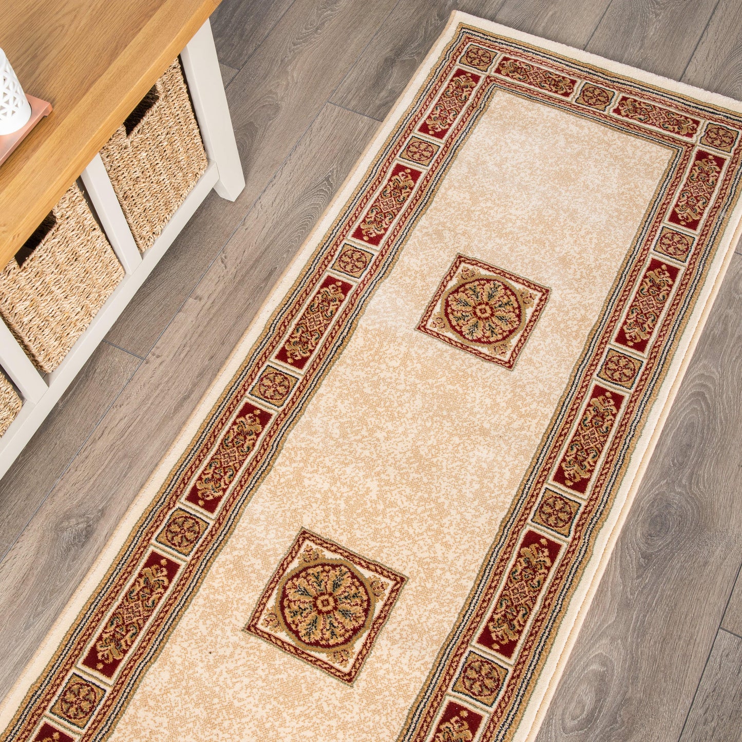 Rugs  -  Da Vinci Traditional Bordered Cream Red Rug - Multiple Sizes  - 