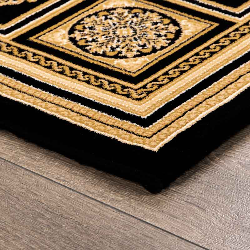 Rugs  -  Da Vinci Traditional Bordered Black and Gold Rug - Multiple Sizes  - 