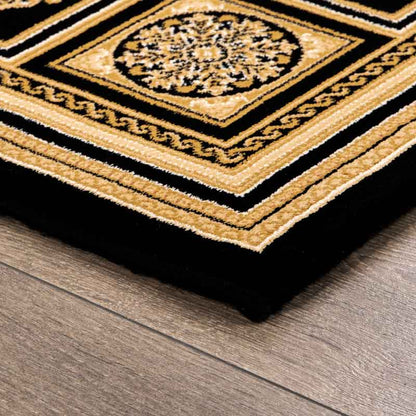 Rugs  -  Da Vinci Traditional Bordered Black and Gold Rug - Multiple Sizes  - 
