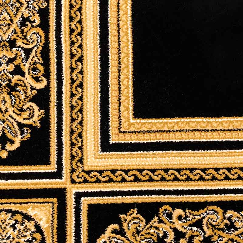 Rugs  -  Da Vinci Traditional Bordered Black and Gold Rug - Multiple Sizes  - 