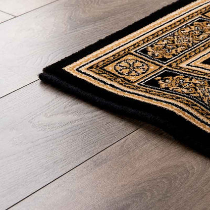 Rugs  -  Da Vinci Traditional Bordered Black and Gold Rug - Multiple Sizes  - 