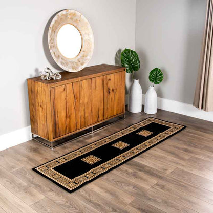 Rugs  -  Da Vinci Traditional Bordered Black and Gold Rug - Multiple Sizes  -  50141280