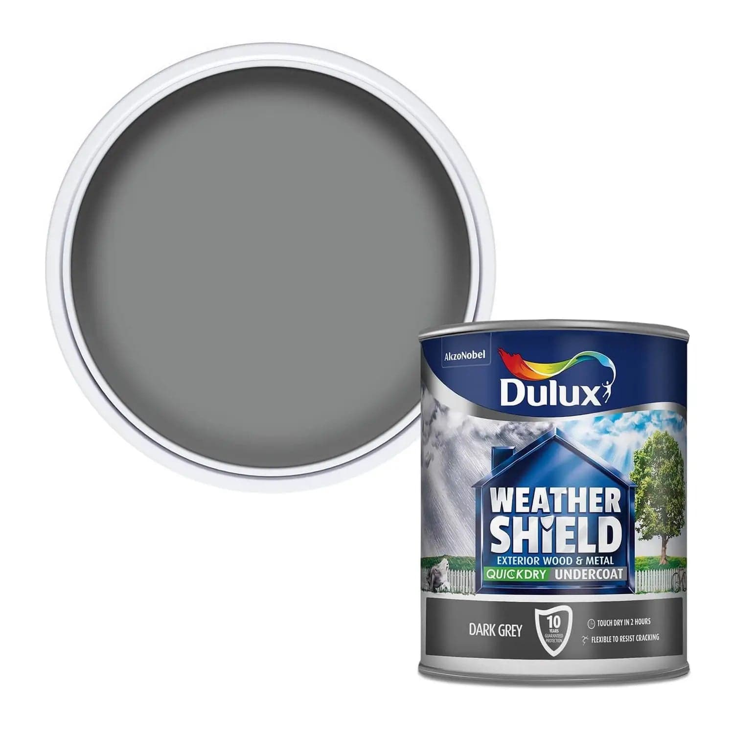 Paint  -  Dulux Weather Shield Exterior Quick Dry Undercoat Dark Grey 750Ml  -  00475099