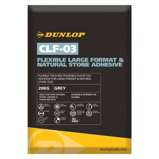 Flooring & Carpet  -  Dunlop Flexible Large Format Natural Stone Adhesive Grey 20Kg  -  60001347