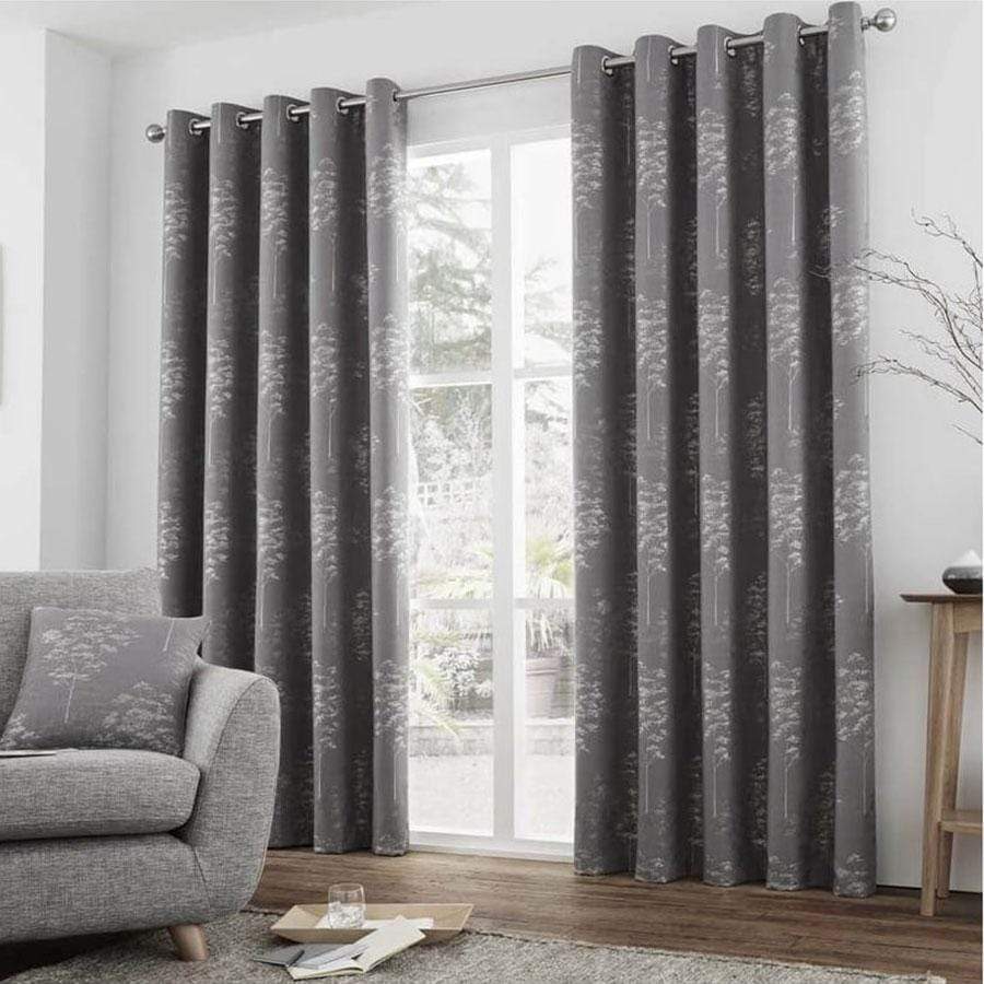 Homeware  -  Elmwood Graphite Ready Made Lined Eyelet Curtains  -  50138377