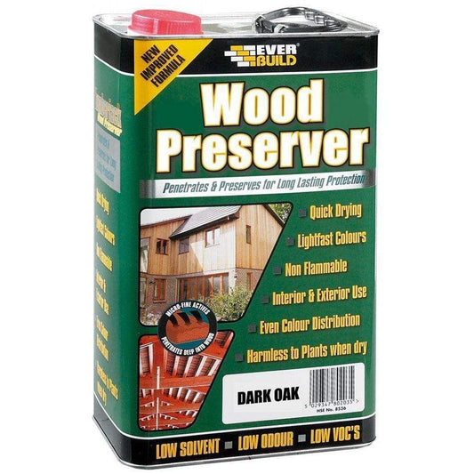 Paint  -  Everbuild Dark Oak Wood Preserver 5 Litre  -  50138078