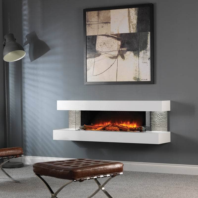 Fireplaces  -  Evonic Compton 1000 White Wall Mounted Fire Suite  -  50115850