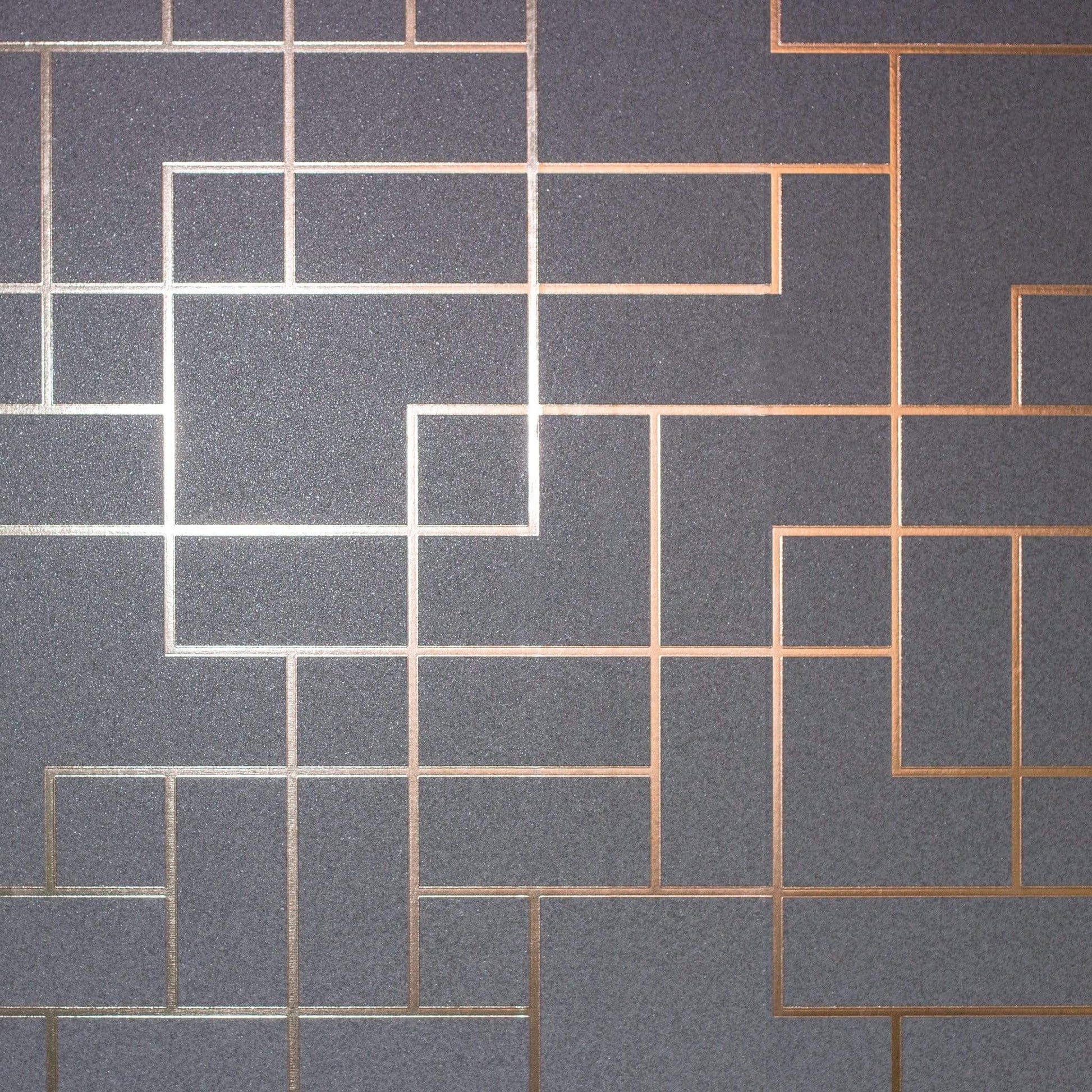 Wallpaper  -  Fine Decor Platinum Sequin Geometric Rose Gold Wallpaper - FD42492  -  50154544