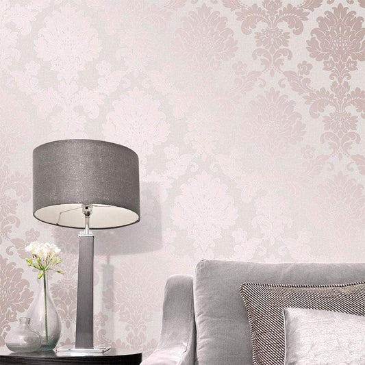 Wallpaper  -  Fine Decor Quartz Damask Rose Gold Vinyl Wallpaper - FD42204  -  50138748
