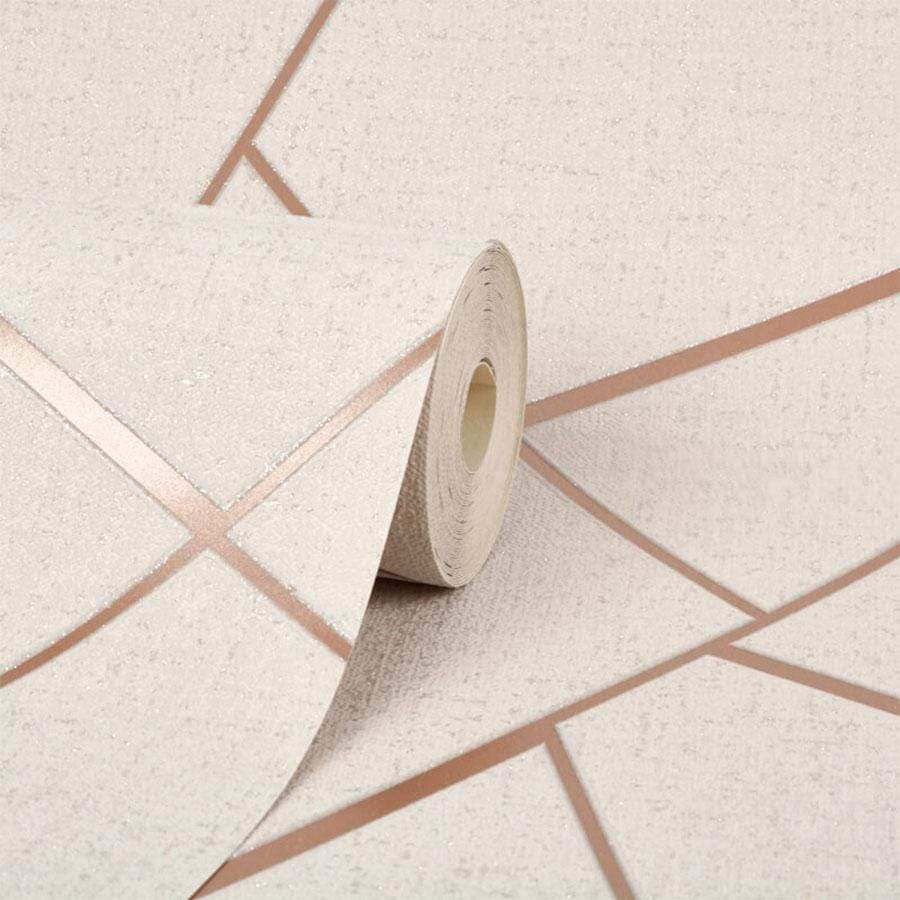 Wallpaper  -  Fine Decor Quartz Fractal Rose Gold Glitter Wallpaper - FD42282  -  50142264