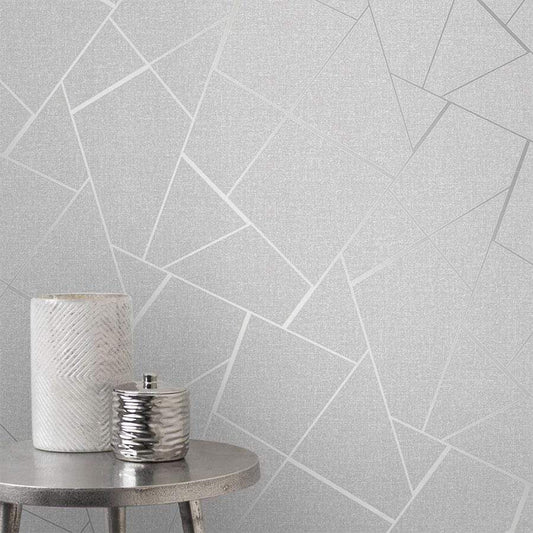 Wallpaper  -  Fine Decor Quartz Fractal Silver Glitter Wallpaper - FD42280  -  50145740