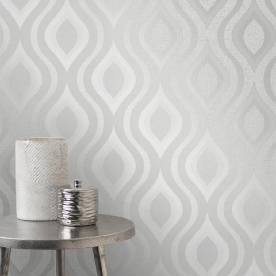 Wallpaper  -  Fine Decor Quartz Geometric Silver Glitter Wallpaper - FD41968  -  50137096