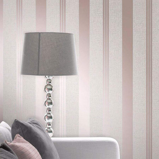 Wallpaper  -  Fine Decor Quartz Striped Rose Gold Glitter Wallpaper - FD42205  -  50145739