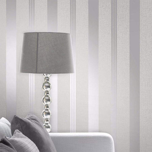 Wallpaper  -  Fine Decor Quartz Striped Silver Glitter Wallpaper - FD41967  -  50145745