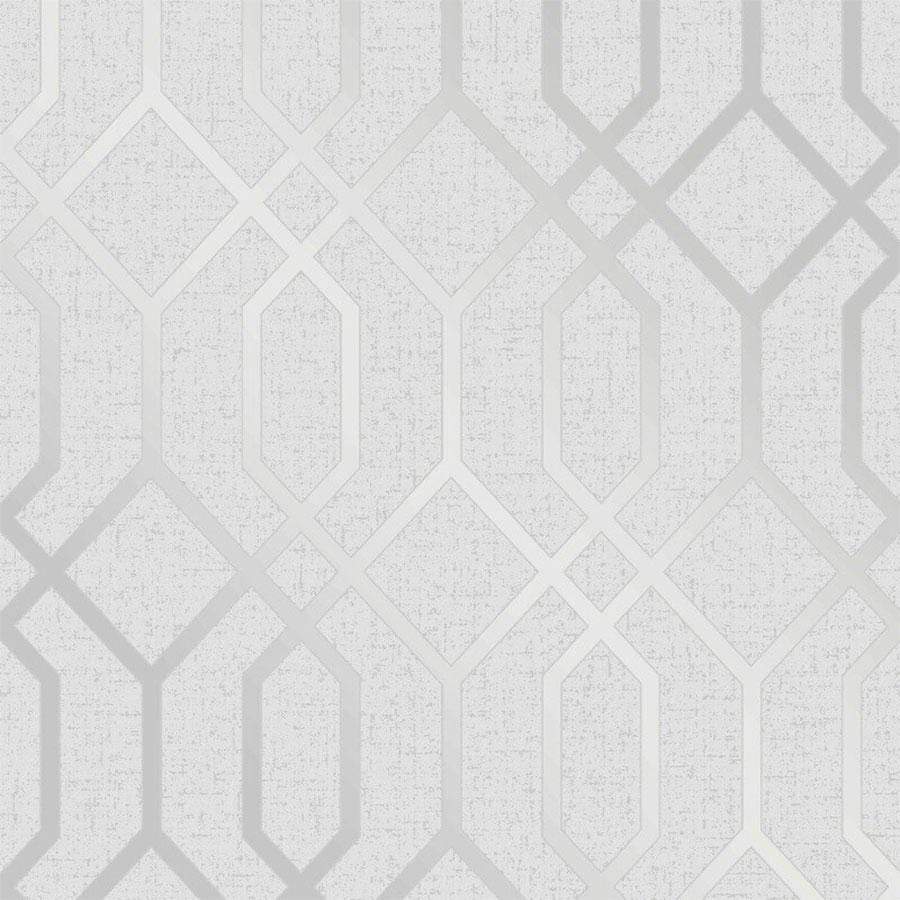Wallpaper  -  Fine Decor Quartz Trellis Silver Glitter Wallpaper - FD42304  -  50143836