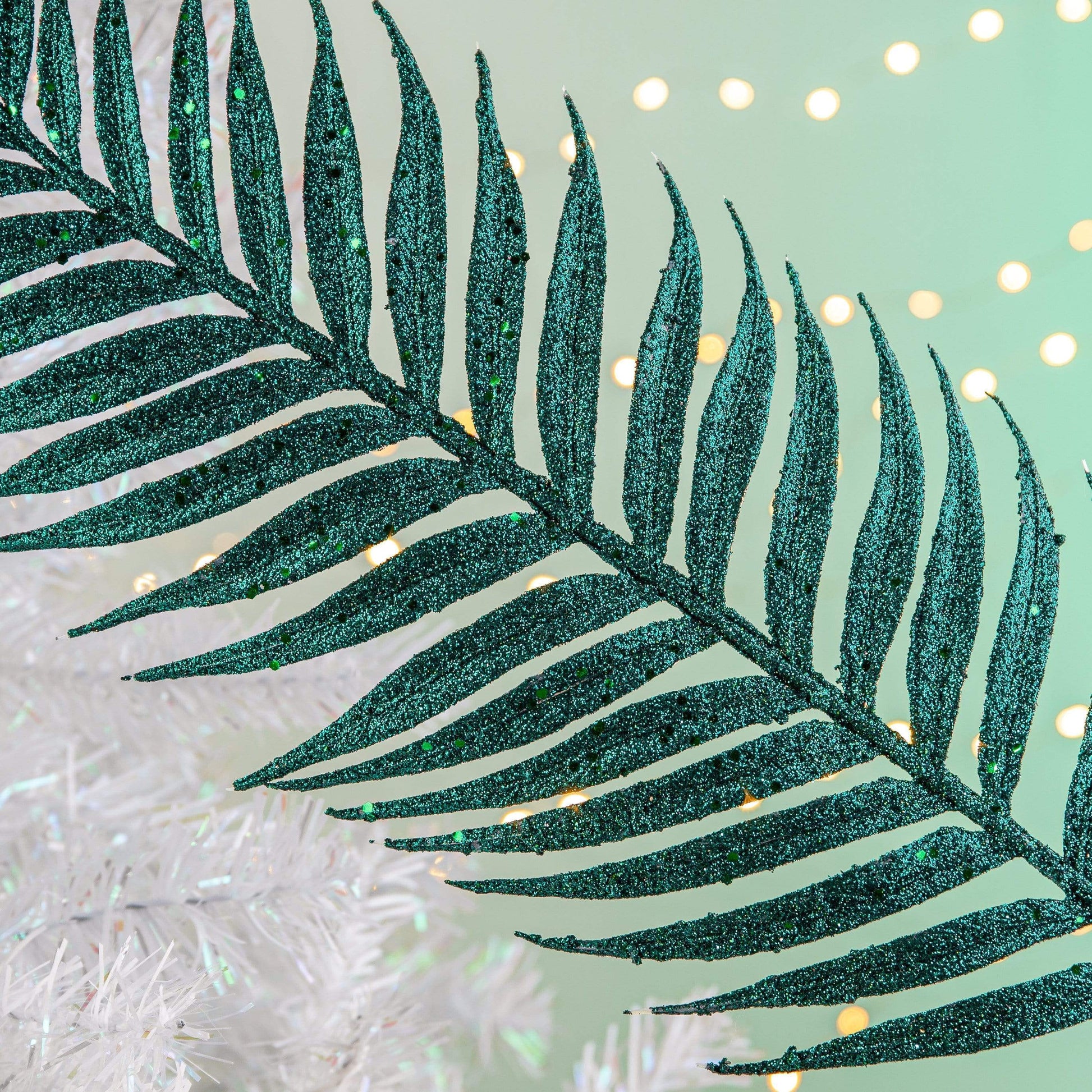 Christmas  -  Green Sequin and Glitter Artificial Fern Branch Decoration - 76cm  -  60000894