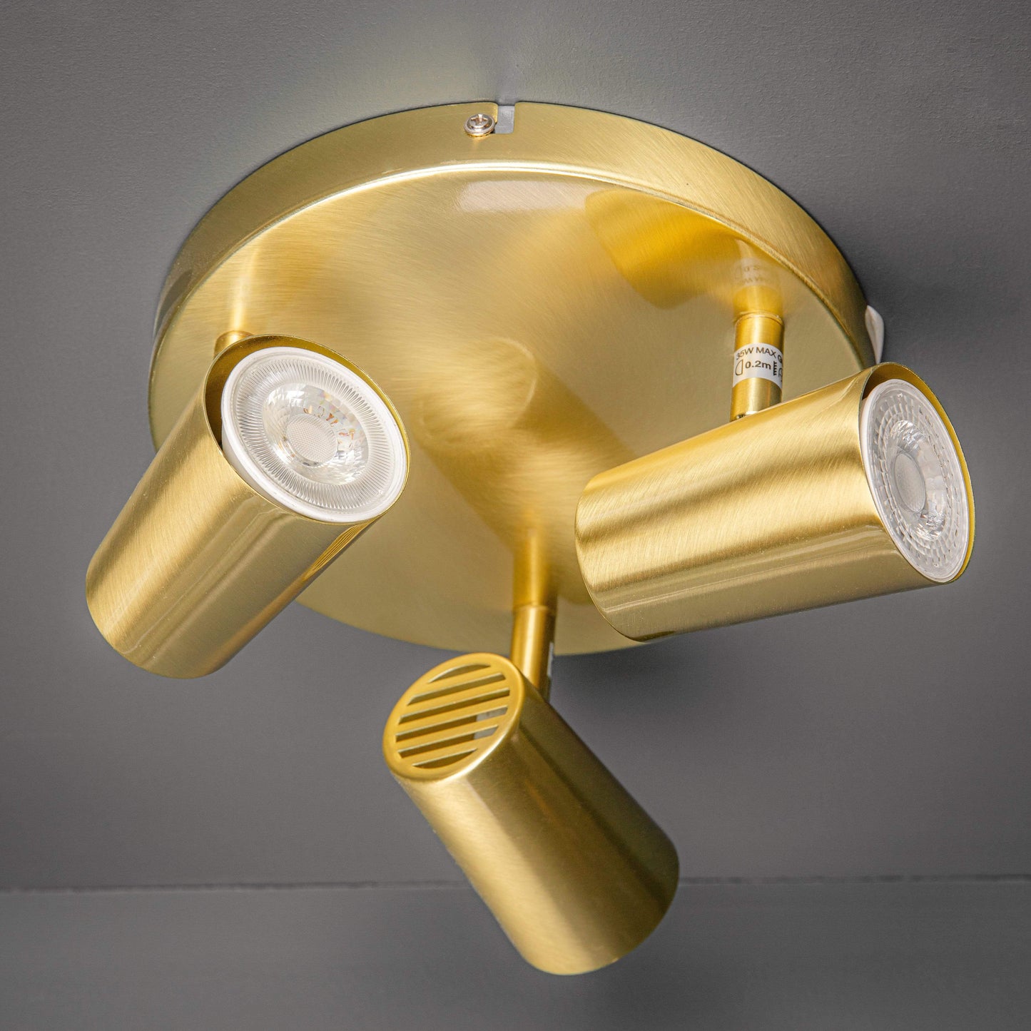 Lights  -  Forum Inlight Harvey 3 Light Spotlight - Satin Brass Ceiling Light  -  50155594