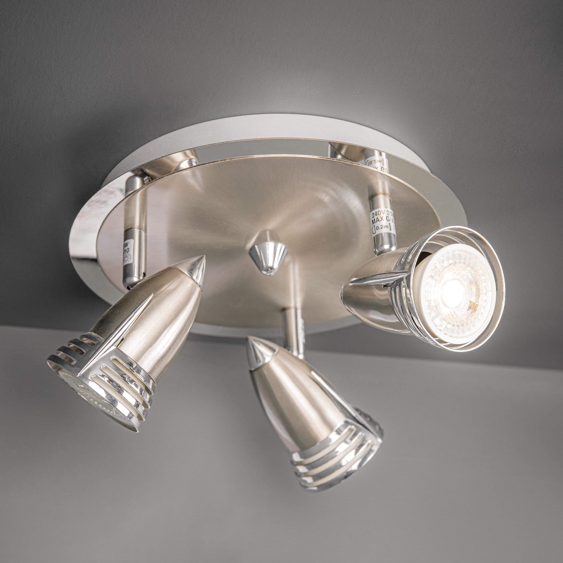 Lights  -  Forum Lighting Elara Satin Nickel & Chrome 3 Light Plate Ceiling Light  -  50139234
