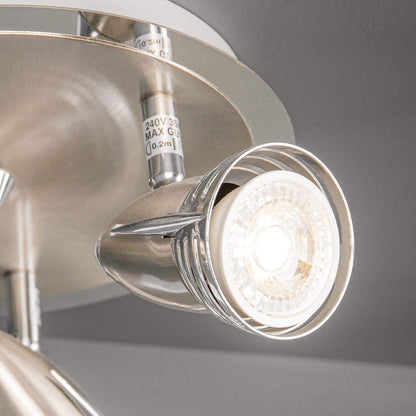 Lights  -  Forum Lighting Elara Satin Nickel & Chrome 3 Light Plate Ceiling Light  -  50139234