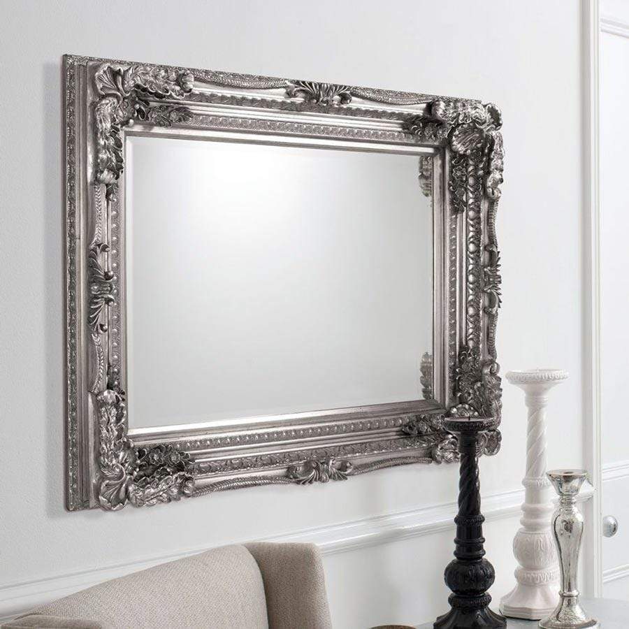 Mirrors  -  Gallery Carved Louis Silver Rectangle Mirror - 406342  -  50076892