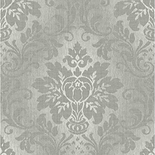 Wallpaper  -  Grandeco Fabric Damask Silver Wallpaper - A10904  -  50127599