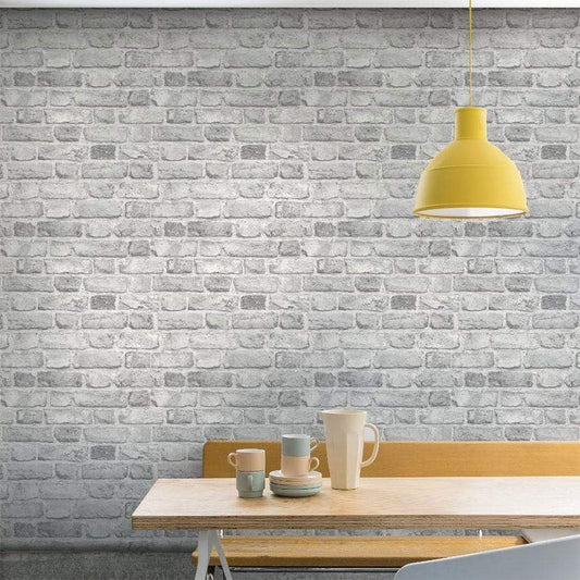 Wallpaper  -  Grandeco Vintage Brick Grey Wallpaper - A28903  -  50138732