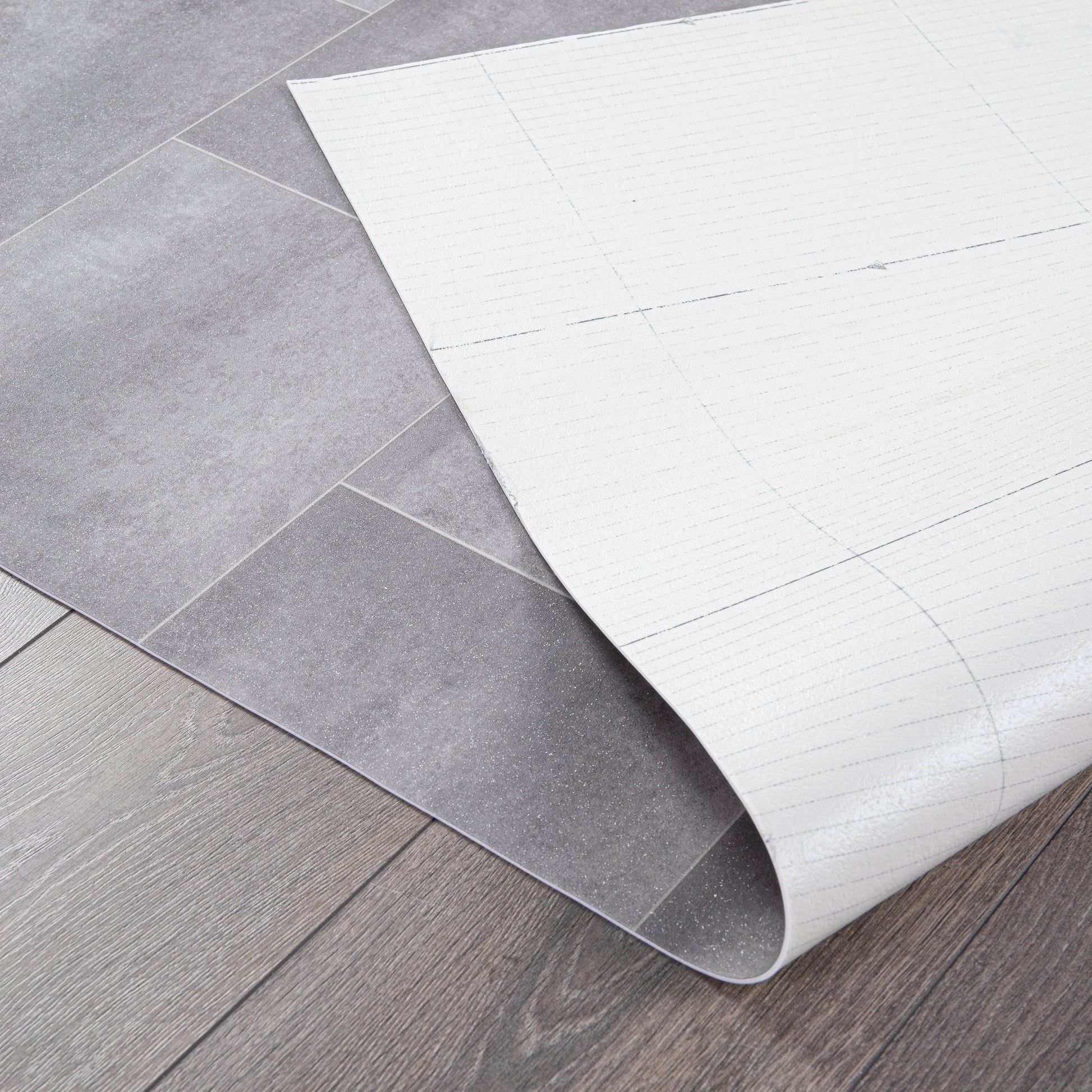 Flooring & Carpet  -  Hadfield Titanium Barcelona Tile Effect Sheet Vinyl 3m  -  60001502