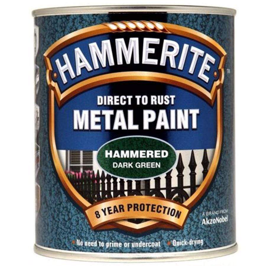 Paint  -  Hammerite Direct To Rust Hammered Deep Green Metal Paint  - 
