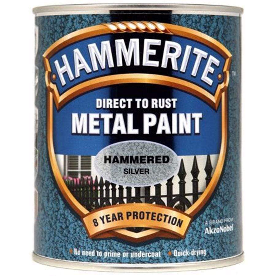 Paint  -  Hammerite Direct To Rust Hammered Silver Metal Paint  - 