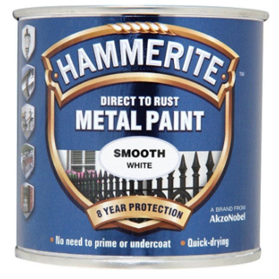 Paint  -  Hammerite Direct To Rust Smooth White Metal Paint  - 